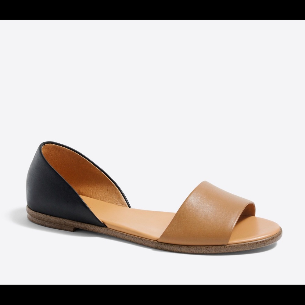 J. Crew Morgan Leather Peep Toe Flats size 9.5 (sold out)